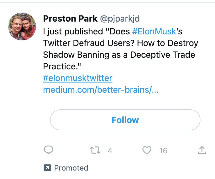 Screenshot of Tweet saying, “I just published ‘Understand Free Speech Through Use Cases — Discover opportunities for innovation in the free thought market.’”