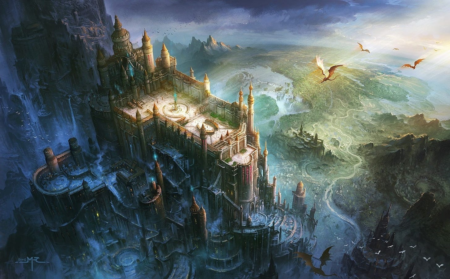 fantasy Art, Dragon, Castle, Birds Eye View Wallpapers HD / Desktop and  Mobile Backgrounds