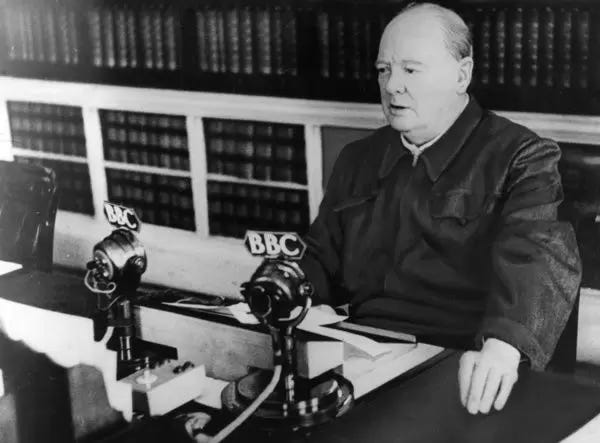 Winston Churchill in BBC radio broadcast, 1940 (Photos Prints, Framed,  Posters,...) #14236071