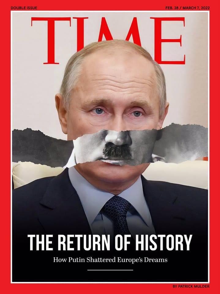 Time Magazine cover with Putin’s face and Hitler’s mustache