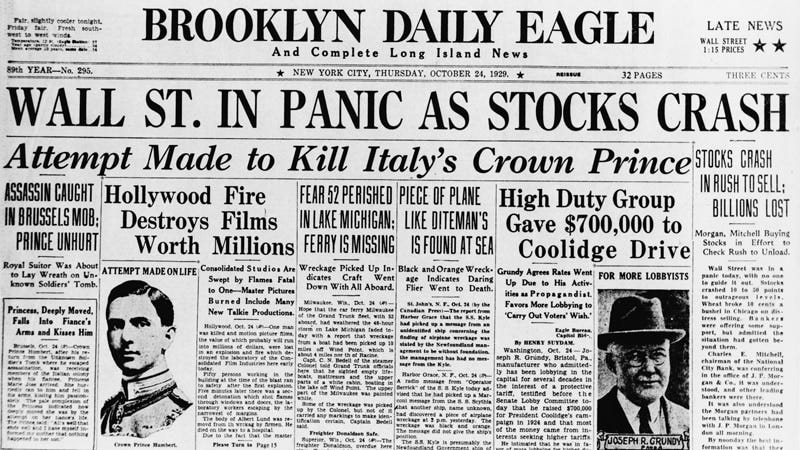 Goldman Sachs | Commemorates 150 Year History - The New York Stock Market  Crash of 1929 Preludes the Great Depression