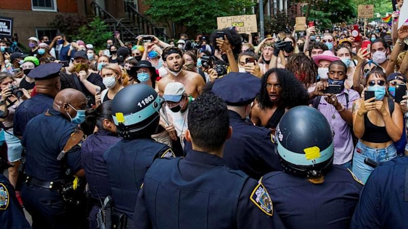 NYPD clashes with protesters during pride rally on ...