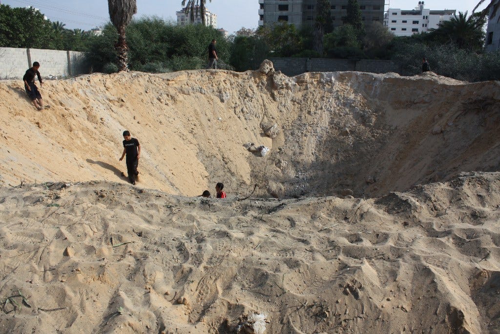 A sandy crater in Gaza