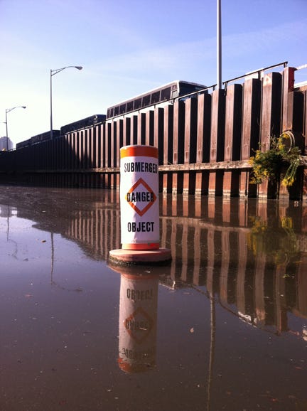 This warning doesn't hint at what's below the surface. (WBEZ/Jennifer Brandel)