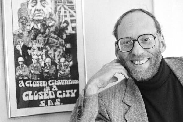 The author and cultural historian Todd Gitlin in his office in Berkeley, Calif., in 1988. He personified the cultural and political ambitions of the ’60s, with a readiness to confront orthodoxies of whatever stripe.