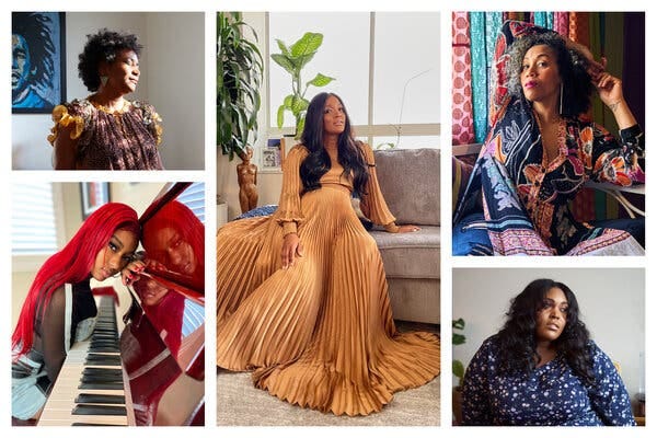 Clockwise from bottom left: Reyna Roberts, Miko Marks, Mickey Guyton, Rissi Palmer and Brittney Spencer. The five women spoke about their experiences in Nashville.