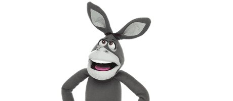 Hoté the donkey as a puppet.