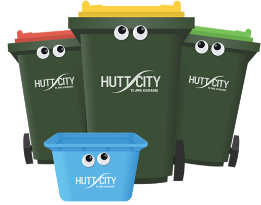 Hutt City's new bins with cute little eyes.