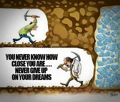 Never Give Up" / Digging for Diamonds | Know Your Meme