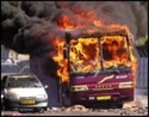 Photo of a burning bus