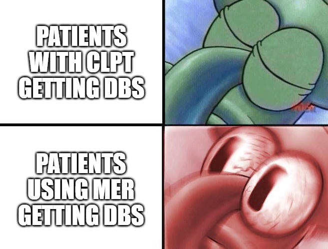 PATIENTS 
WITH CLPT 
GETTING DBS 
PATIENTS 
USING MER 
GETTING DBS 