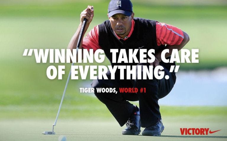 Image result for tiger woods winning takes care of everything nike
