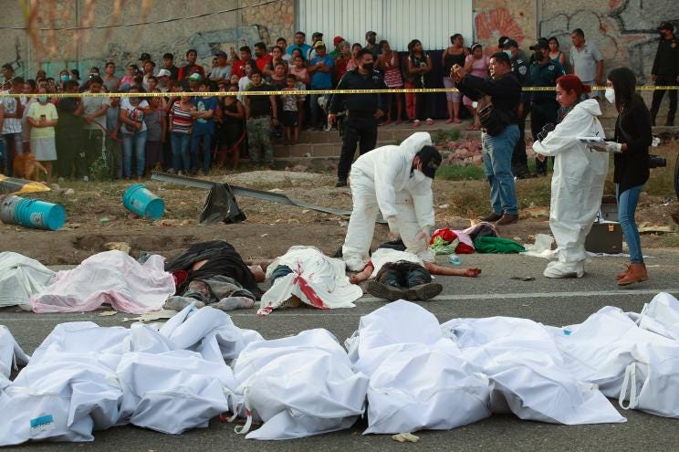 A car crash killed at least 49 Central American migrants in southern Mexico on December 9, 2021.