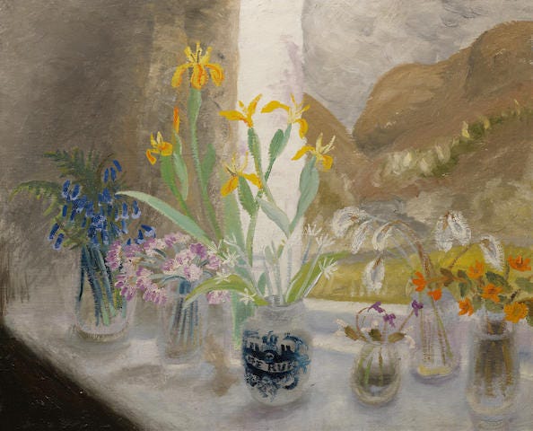 Winifred Nicholson (British, 1893-1981) Wild Flower Window-Sill 59.5 x 64.8 cm. (23 1/2 x 25 1/2 in.)