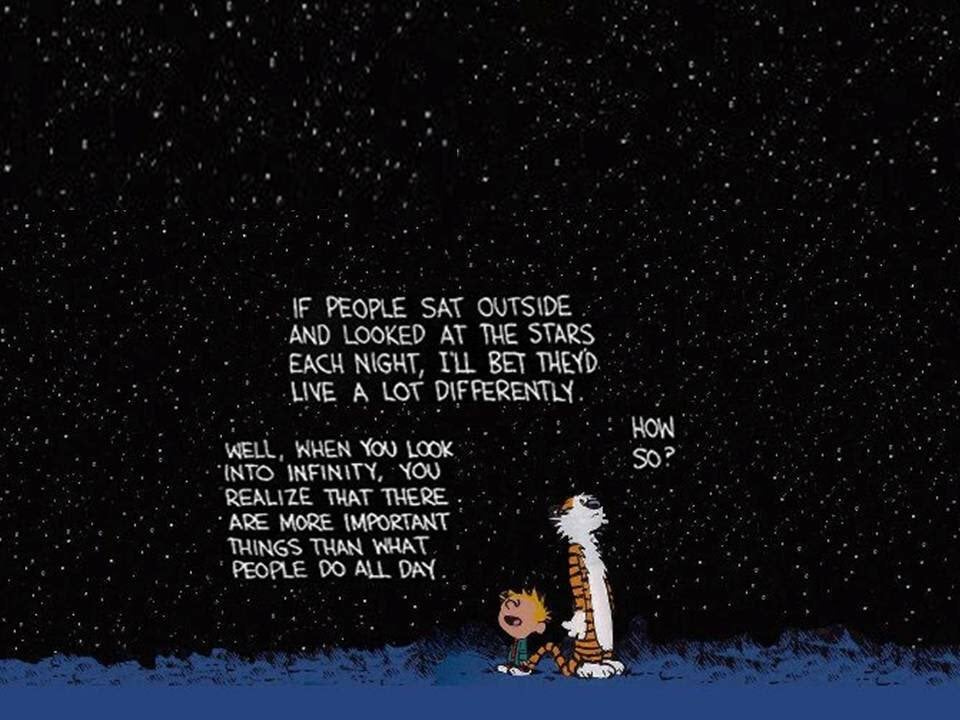 r/QuotesPorn - If people sat outside and looked at the stars each night, I'll bet they'd live a lot differently. ~Calvin and Hobbes [960*720]