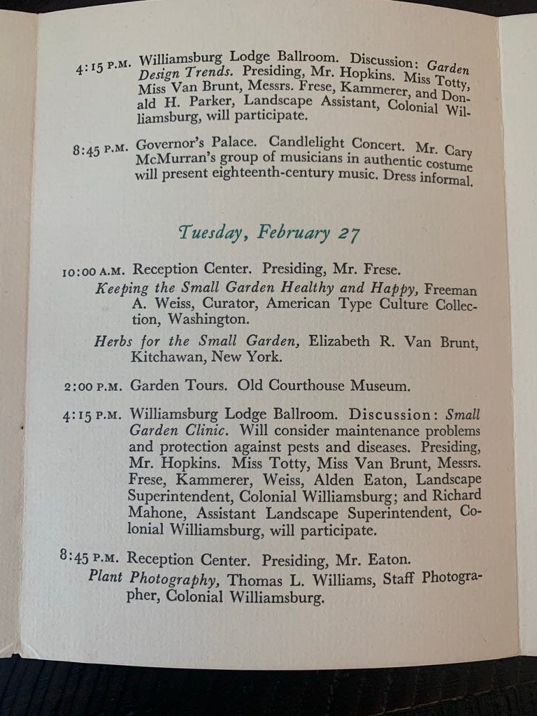 Second page of the inside of the pamphlet, showing the Tuesday schedule.