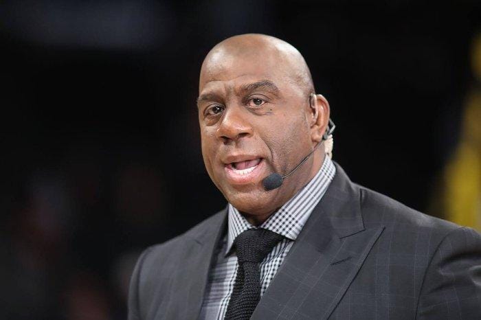 Magic Johnson joins bid to buy Broncos with 76ers owner Josh Harris: Source. This would be another venture by Johnson into team ownership, as he’s part of the group that owns the Los Angeles Dodgers