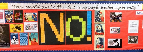 Bulletin board at City Arts and Technology High School, San Francisco.