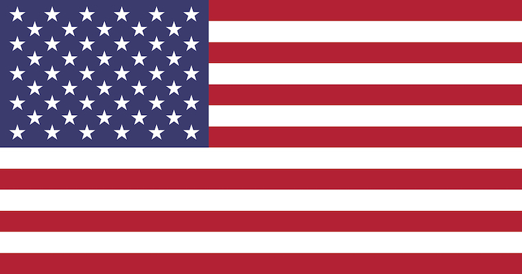 A picture of the US flag with 50 white stars in the top left blue corner. There are 13 stripes of alternate red and white on the rest of the flag.