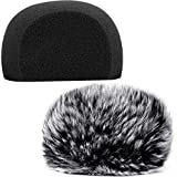 ChromLives Windscreen Microphone Wind Muff, Foam Wind Screen Wind Cover Compatible with Zoom H5 H6 Portable Handy Recorder Furry & Foam 2Pack