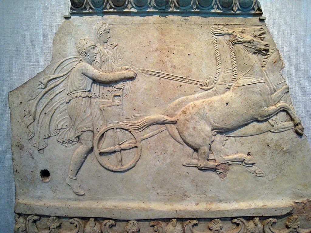 Pelops driving a chariot from a bas-relief 