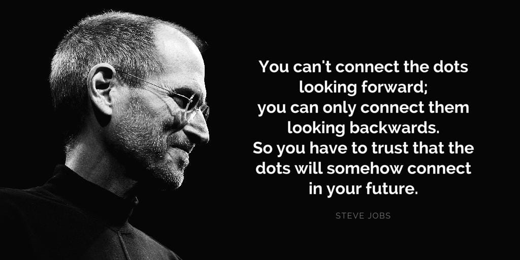 parentfootprint sur Twitter : ""You can't connect the dots looking forward;  you can only connect them looking backwards..." #SteveJobs #quotes #life  https://t.co/ZMUO52ZvMw" / Twitter