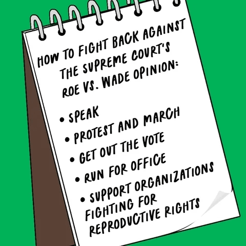 List of ways to fight against the SC overturning of Roe v. Wade.