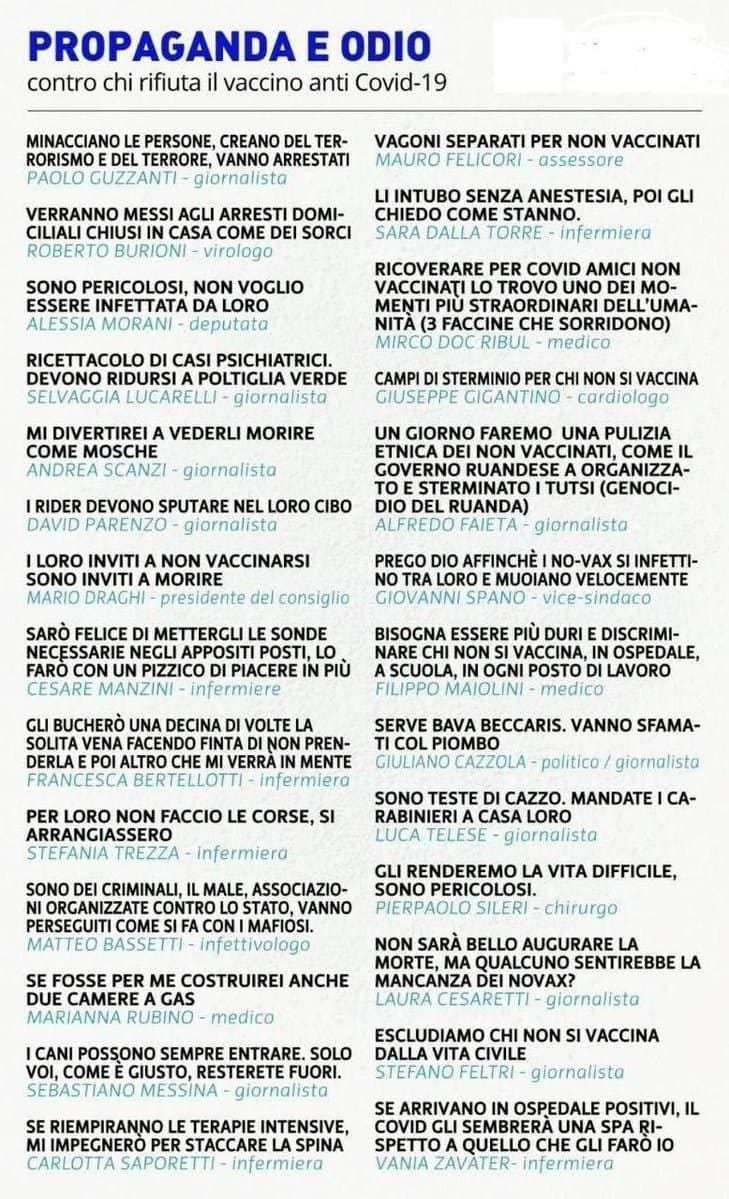 Odio contro i non vaccinati