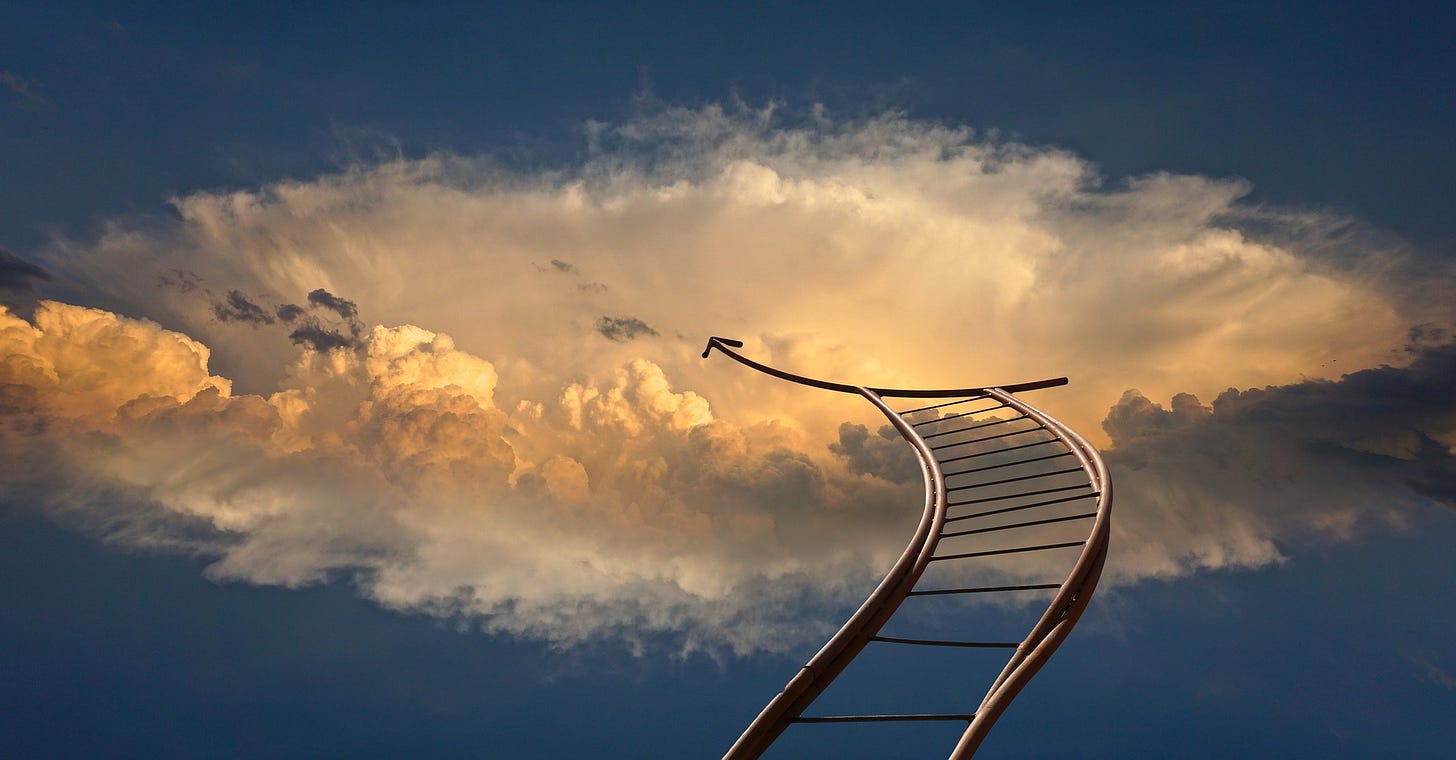 Image of ladder reaching the sky
