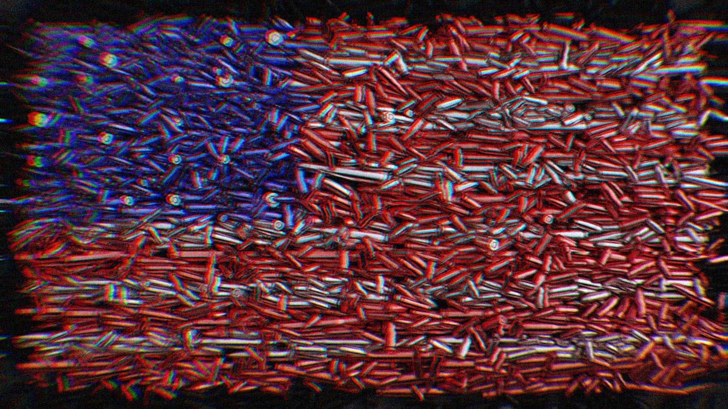 The American Flag made out of bullets.