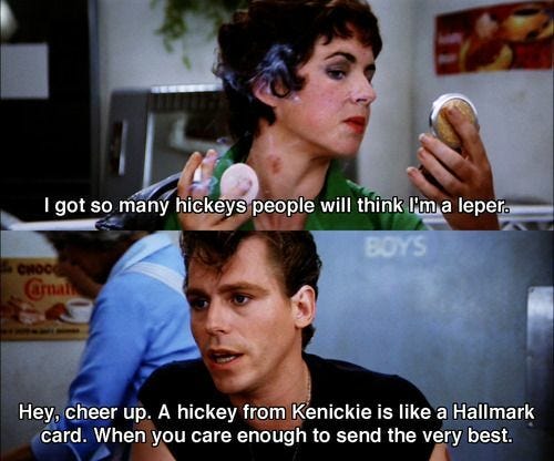 Movie Details on Twitter: "In Grease (1978), the hickeys on Rizzo's neck  were real. They were actually created by Jeff Conaway, who insisted that  the ”hickey from Kenickie” had to come from