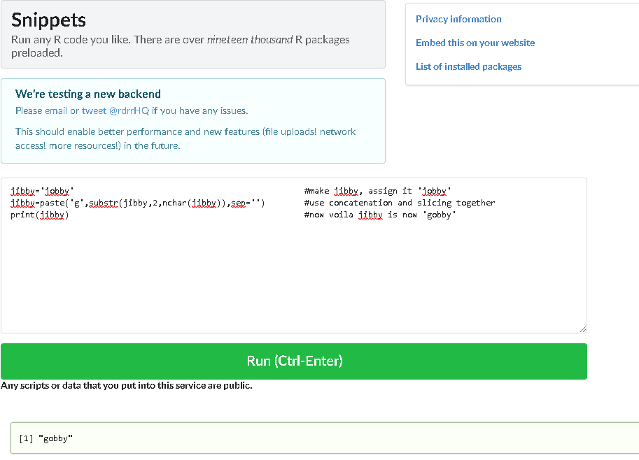 In the R programming language, you can see that the string objects are also immutable here.