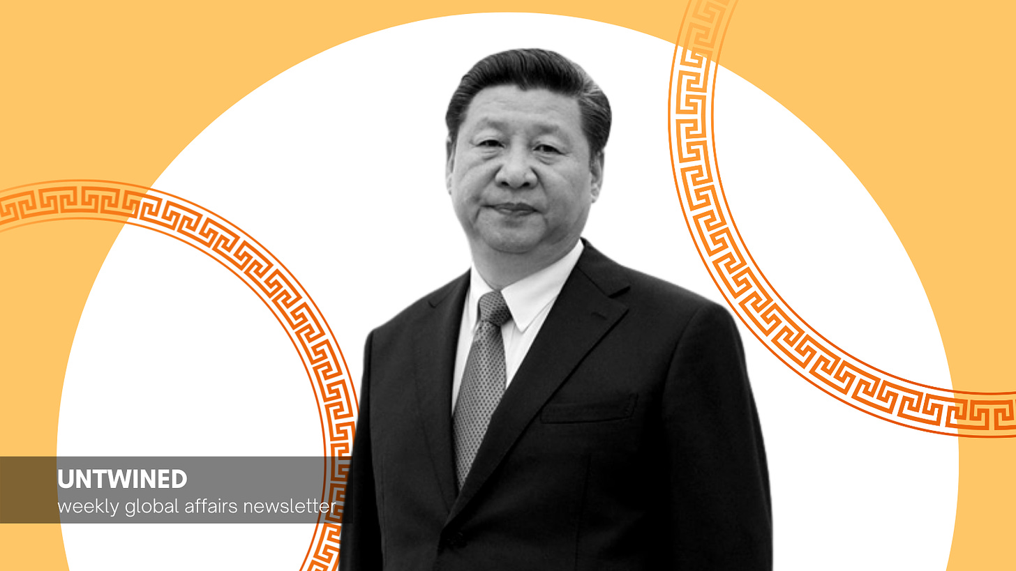 Chinese President Xi Jinping (Original image: 美国之音 (Voice of America), Public domain, via Wikimedia Commons; modified for collage)