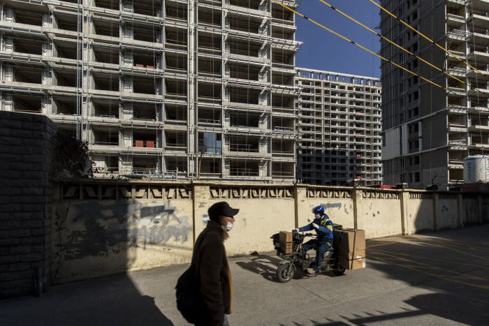 A construction site for a block of flats in Shanghai. Xi Jinping’s efforts to rein in runaway property prices has stalled one of the economy’s most important growth engines
