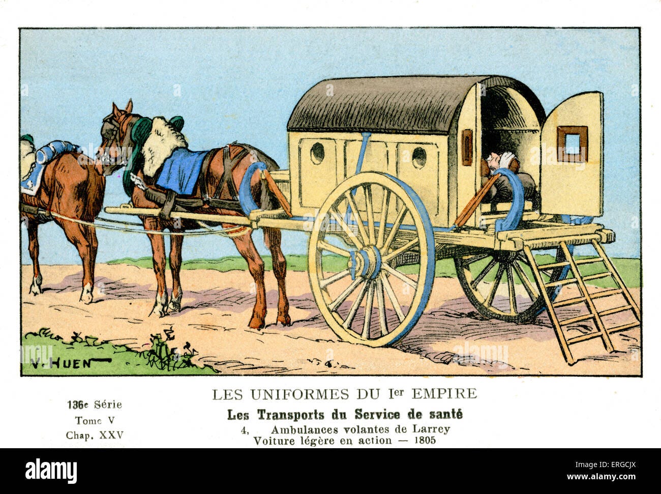 Flying ambulance, France, 1805. Depicts the ambulances devised by Napoleon  Bonaparte 's chief Physician , Dominique Jean Larrey Stock Photo - Alamy