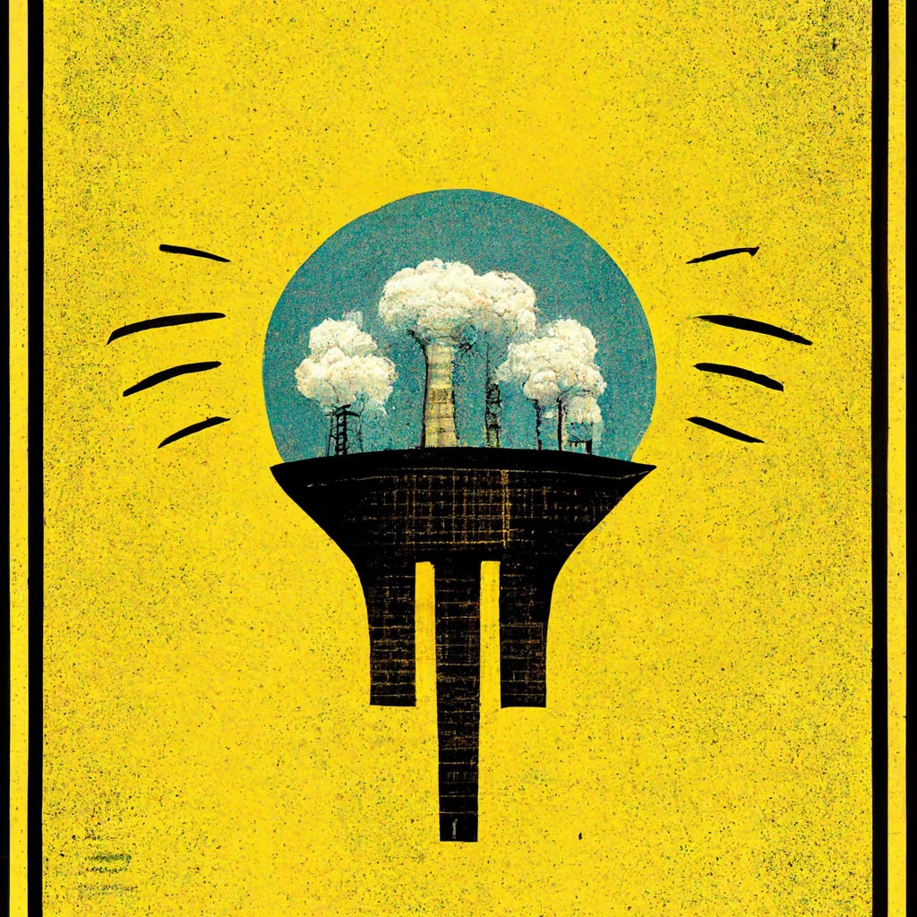 Nuclear energy plant poster cartoon