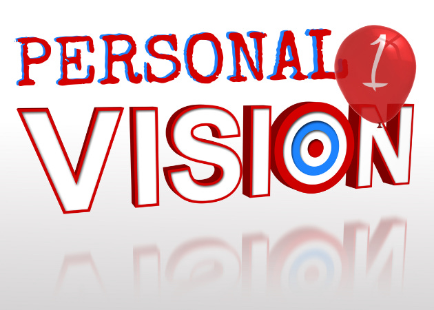 Image of block letters saying "Personal Vision," and a red balloon with #1 on it.