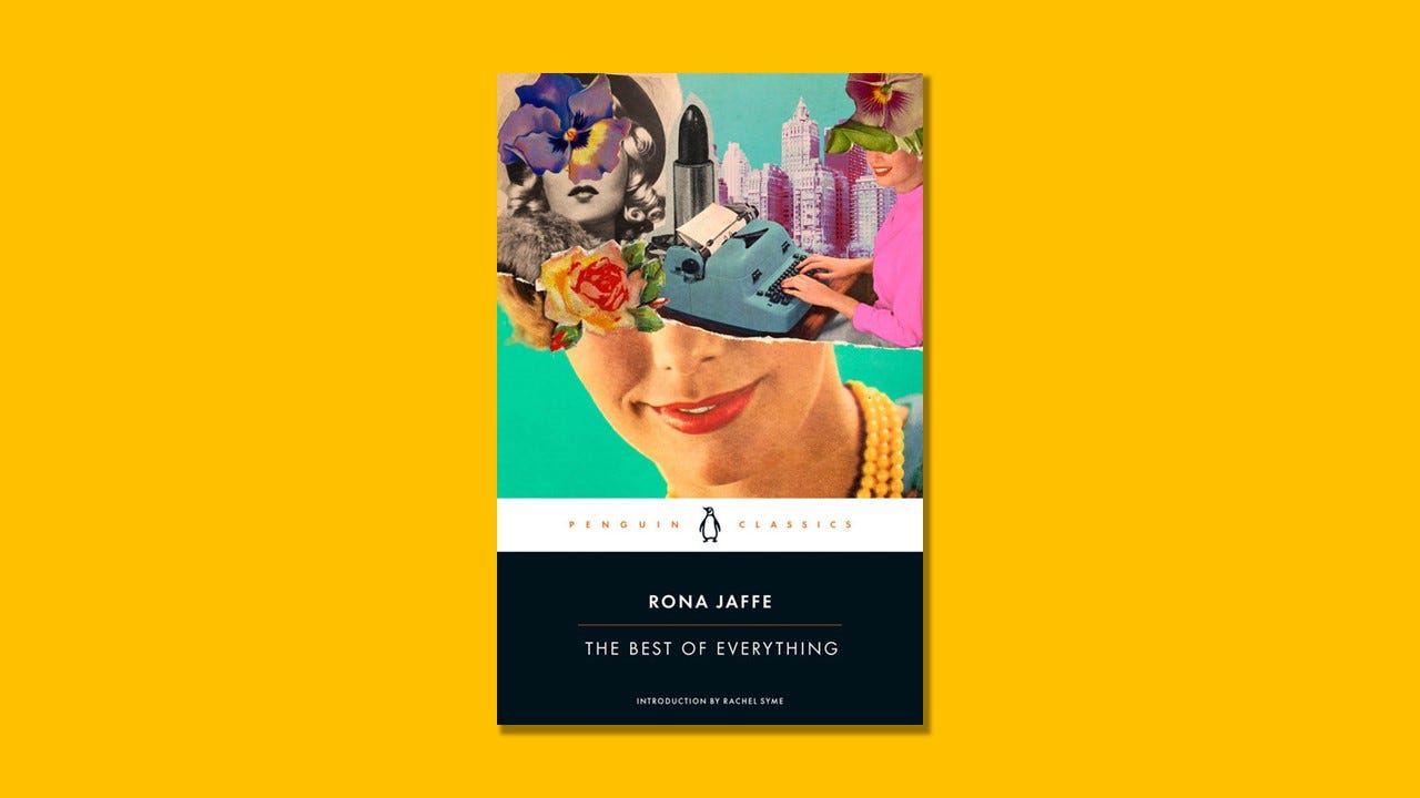 Book cover with a composite of old-fashioned pictures of women, flowers, a skyline, and lipstick