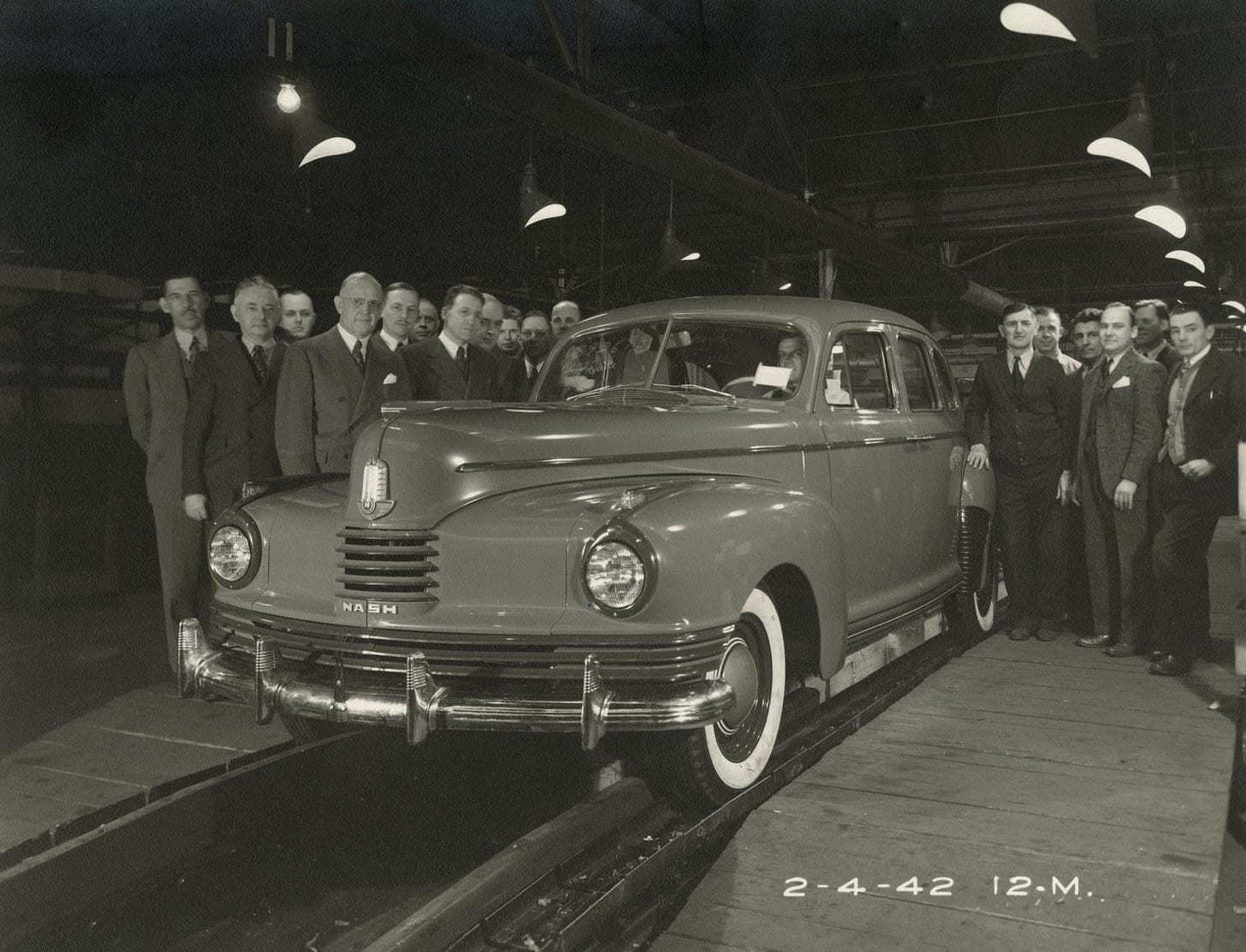 The last “civilian” Nash comes off the assembly line before World War II  manufacturing begins - UWDC - UW-Madison Libraries