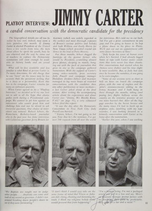 HUGH HEFNER JIMMY CARTER SIGNED PLAYBOY ISSUE FROM NOVEMBER 1976