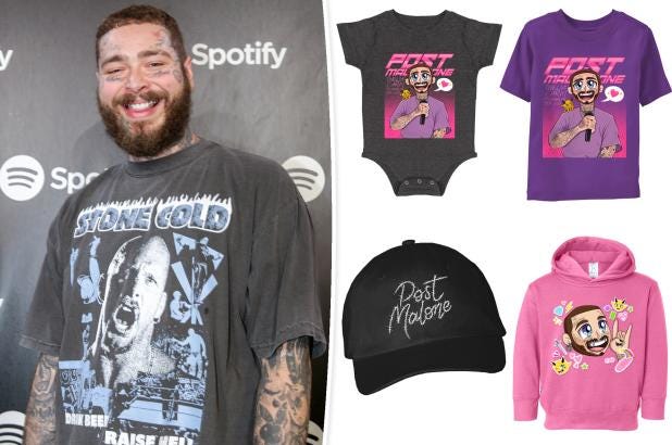 Post Malone and his kids merch