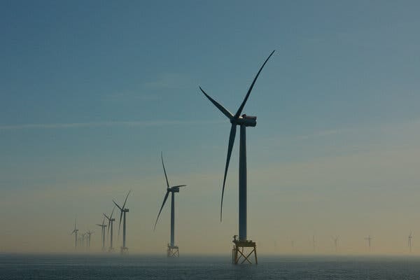 The East Anglia One wind turbine project off Britain’s east coast.