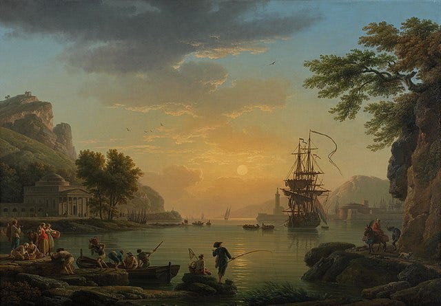 File:Landscape at Sunset with Fishermen Returning with Their Catch by  Joseph Vernet.JPG - Wikimedia Commons