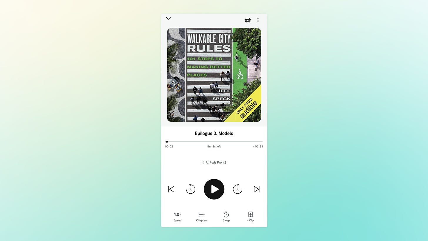 Screenshot of 101 Walkable City Rules audiobook