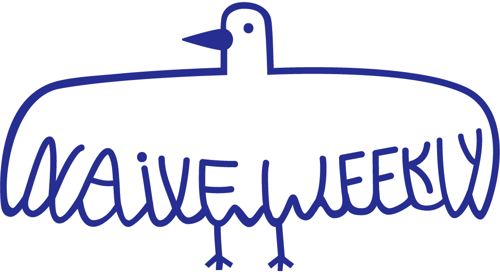 The Naive Logo. A blue dove with Naive Weekly written on the wings.