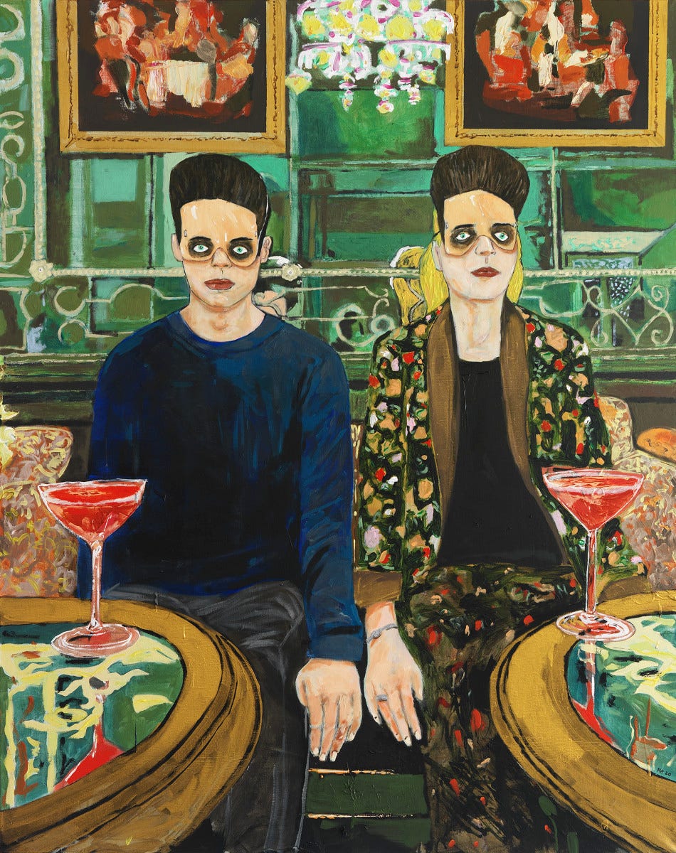 Hernan Bas, Twins at the Gritti Bar (Venice), 2020 | Victoria Miro