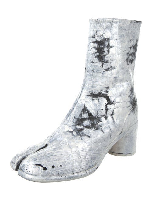 Maison Margiela Leather Painted Mid Calf Boots