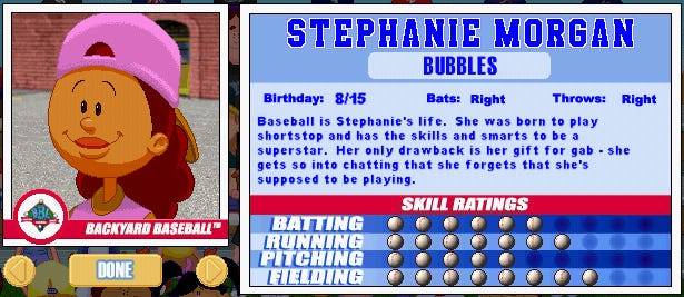 Image result for Stephanie Morgan backyard baseball 2001