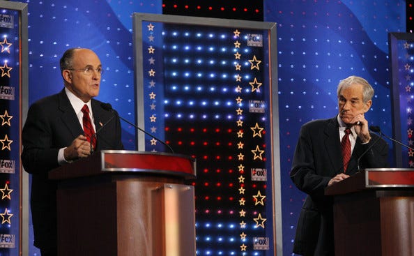 Ron Paul, Rudy Giuliani - Ron Paul and Rudy Giuliani Photos - Republican  Presidential Candidates Debate In South Carolina - Zimbio