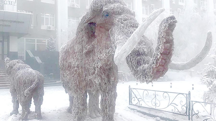 Icy mammoths reappear in Russia’s coldest city ahead of New Year (PHOTOS)